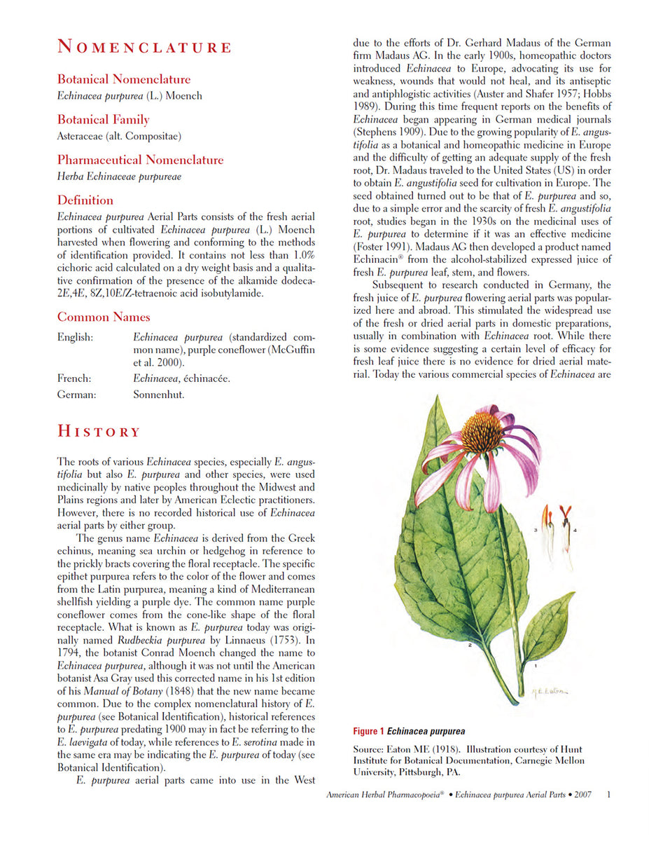 Echinacea purpurea Aerial Parts American Herbal Pharmacopoeia®